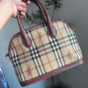 Burberry Classic Plaid Dome Satchel - Beige/Brown with dustbag